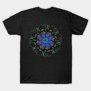 Industrial meets nature mandala with water interior and weird plant exterior T-Shirt